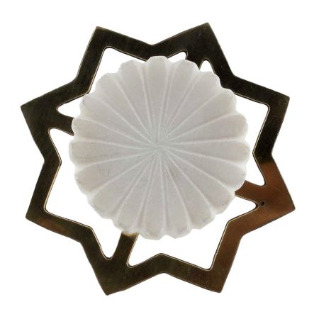 Round White Stone Floral Pattern Cabinet Knobs